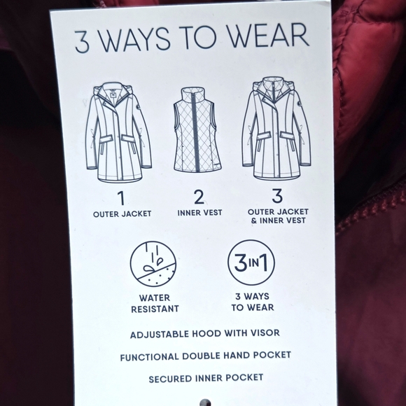 Lands' End Ladies' 3-in-1 Systems Jacket Burgundy Size XL NWT - Picture 6 of 15